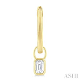 1/3 Ctw Bezel Set Emerald Cut Diamond Huggie Earrings in 14K Yellow Gold